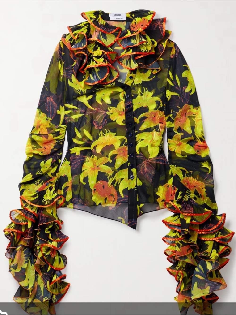 Christopher John Rogers Georgette ruffle blouse